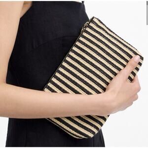 Madewell Woven Straw Zip Clutch Bag